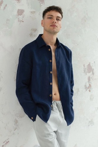 amber linen. Vyriški lininiai marškiniai HAVANA