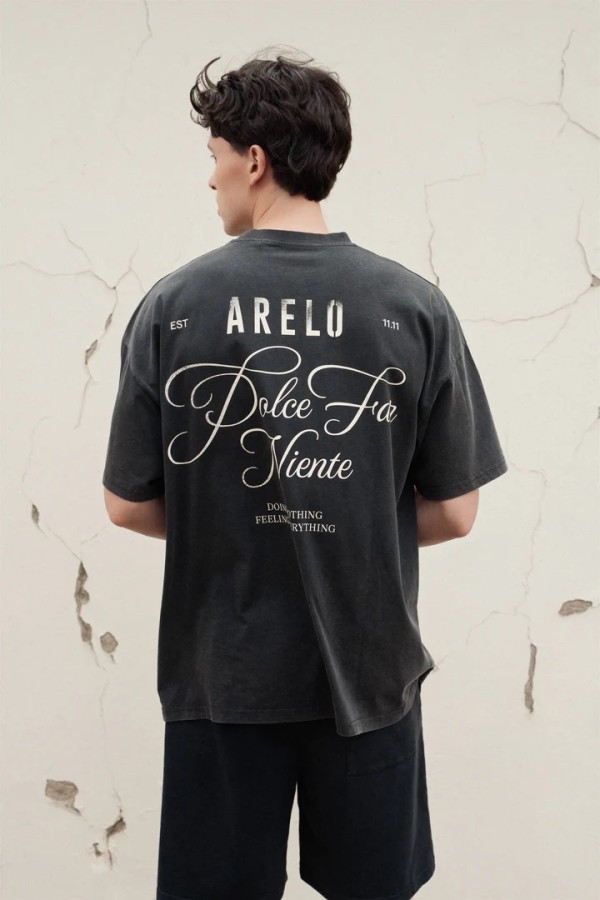 arelo. Dolce Far Niente Marškinėliai Vintage Juoda arelo. Dolce Far Niente Marškinėliai Vintage Juoda