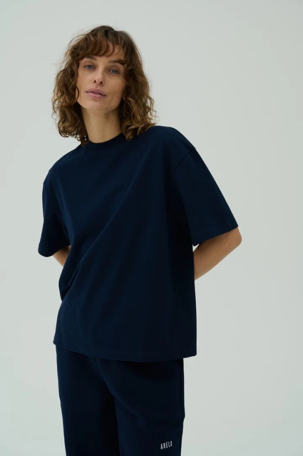 arelo. Marškinėliai moterims Mėlyna Balta