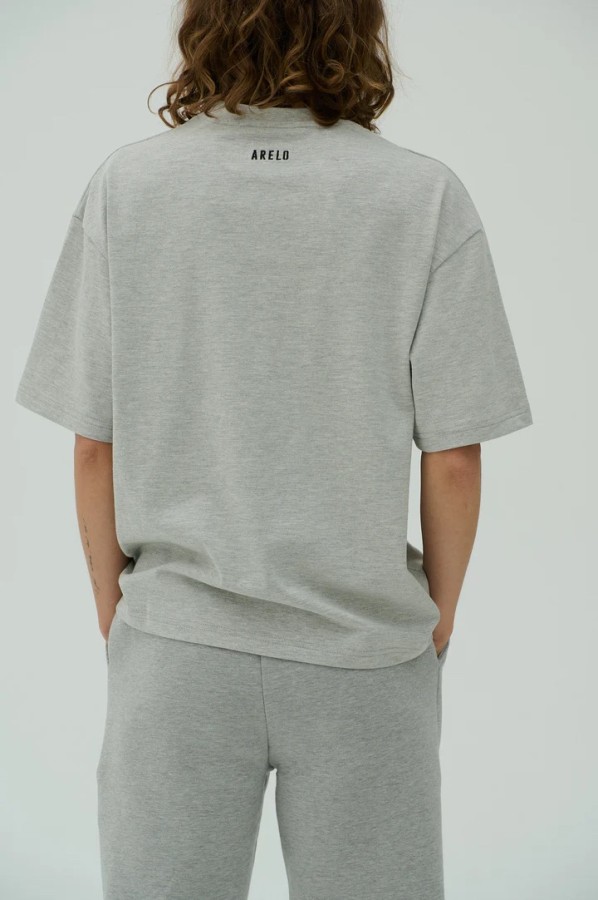 arelo. Marškinėliai moterims Pilka Juoda