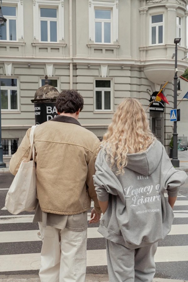 arelo. unisex Džemperis su užtrauktuku Pilka Balta