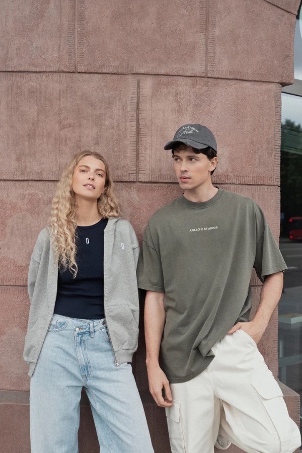 arelo. unisex Džemperis su užtrauktuku Pilka Balta