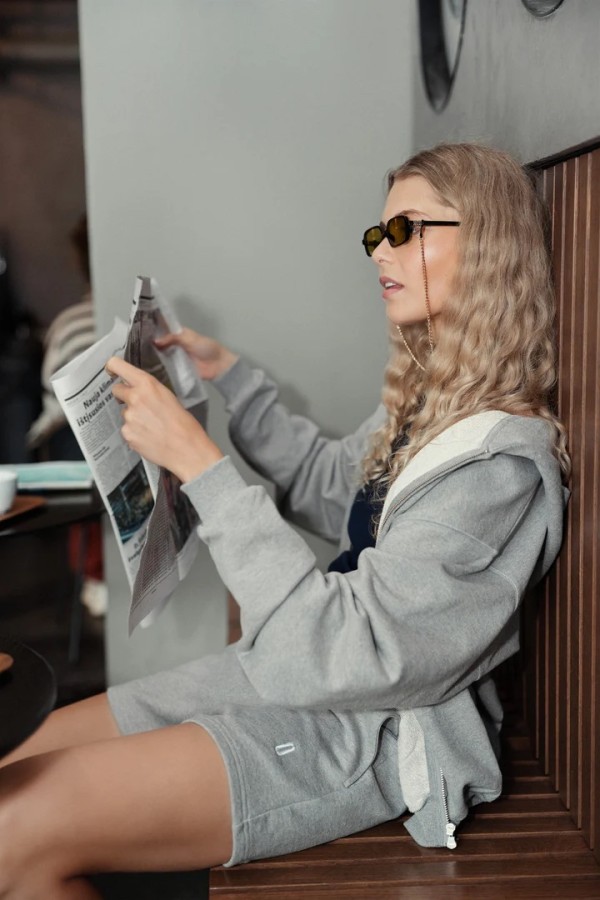 arelo. unisex Džemperis su užtrauktuku Pilka Balta