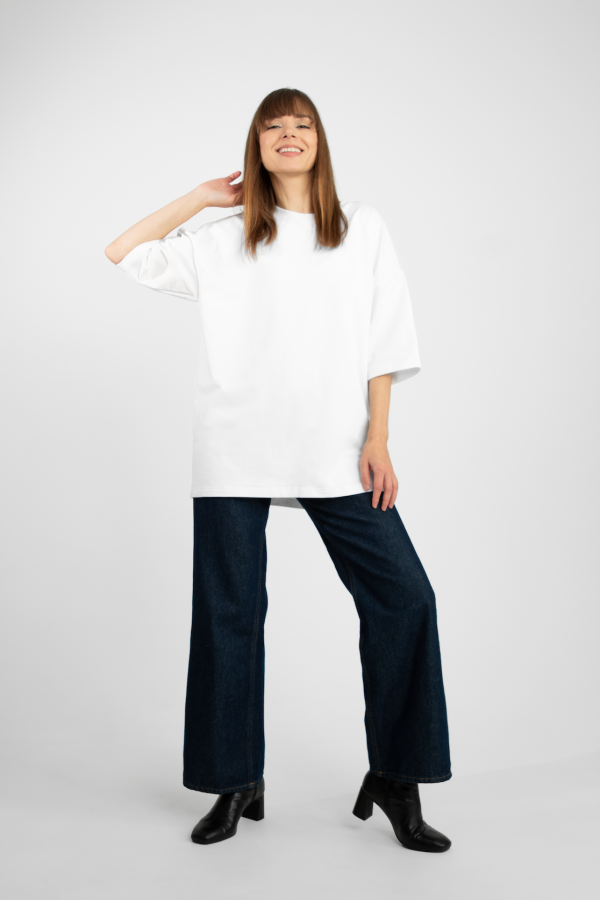 dzen. Oversize balti marškinėliai