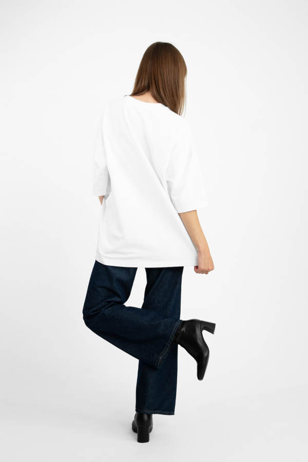 dzen. Oversize balti marškinėliai