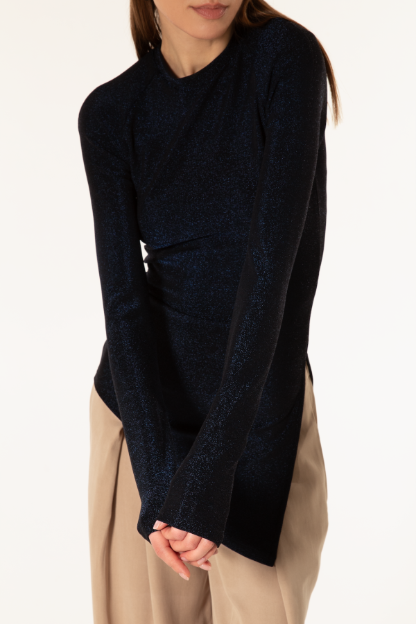 dzen. Asimetrinio krašto rankovėmis palaidinė