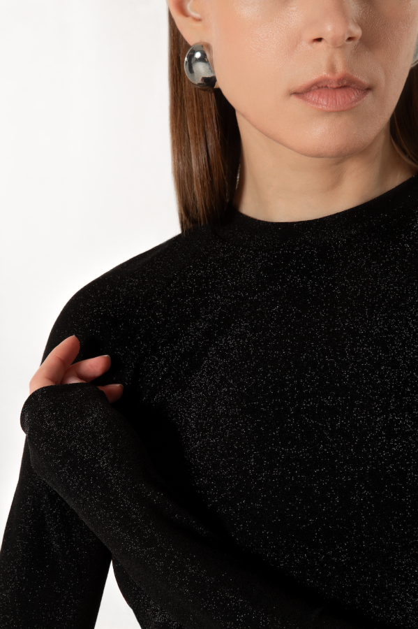 dzen. juoda Asimetrinio krašto rankovėmis palaidinė