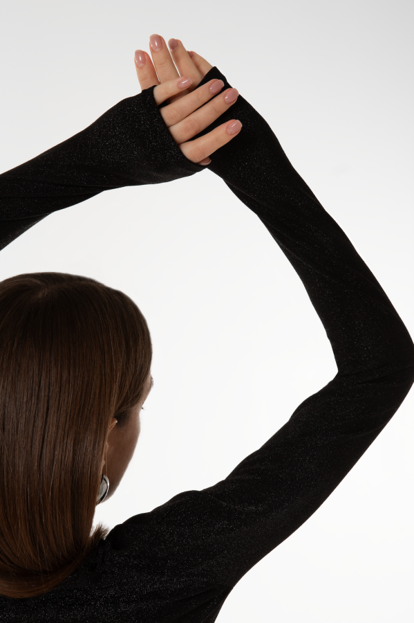 dzen. juoda Asimetrinio krašto rankovėmis palaidinė