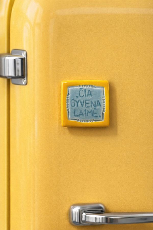 ERNESTA CERAMICS. magnetukas čia gyvena laimė