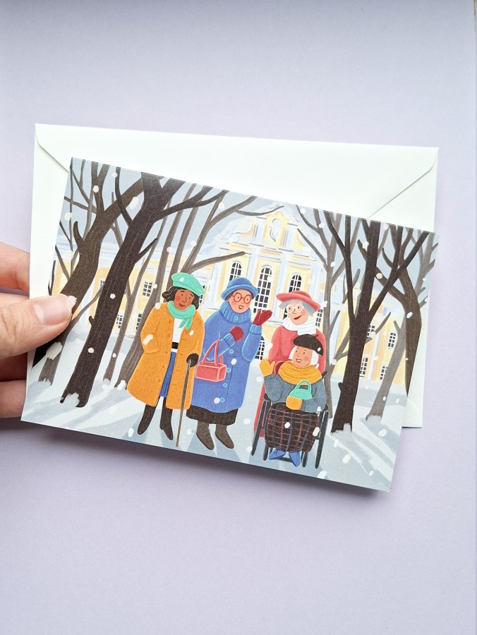 Justina Česnauskaitė. Atvirukas su voku draugės