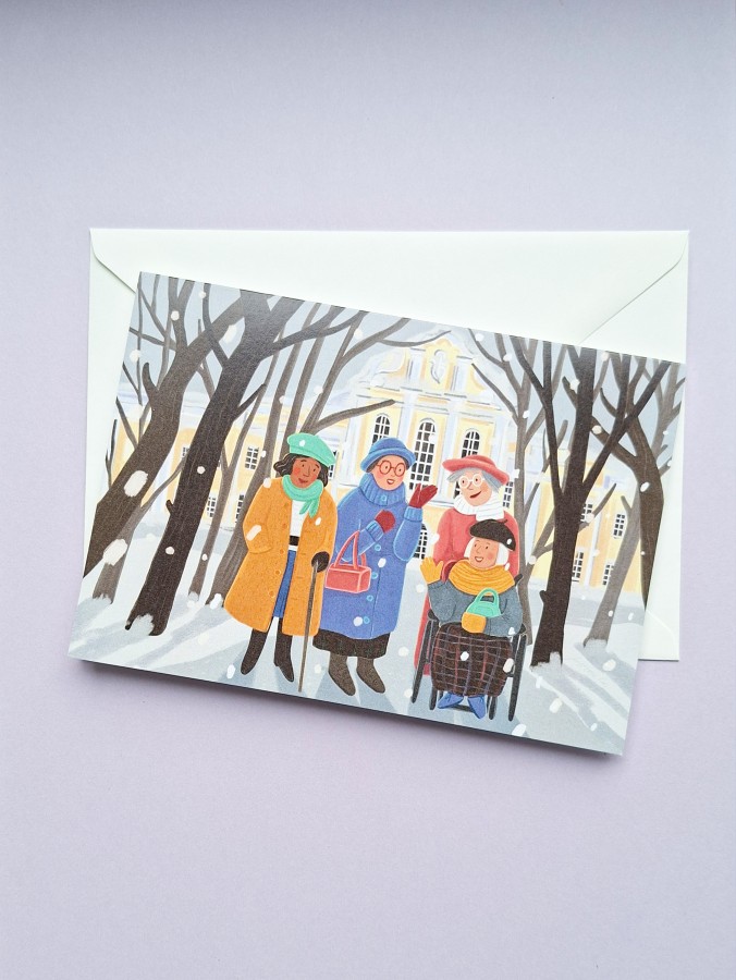 Justina Česnauskaitė. Atvirukas su voku draugės