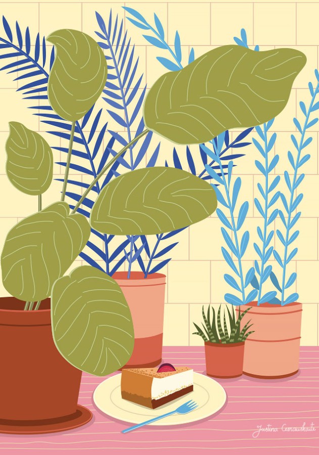 Justina Česnauskaitė. Atvirukas su voku augalai 