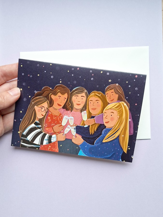 Justina Česnauskaitė. Atvirukas su voku draugės