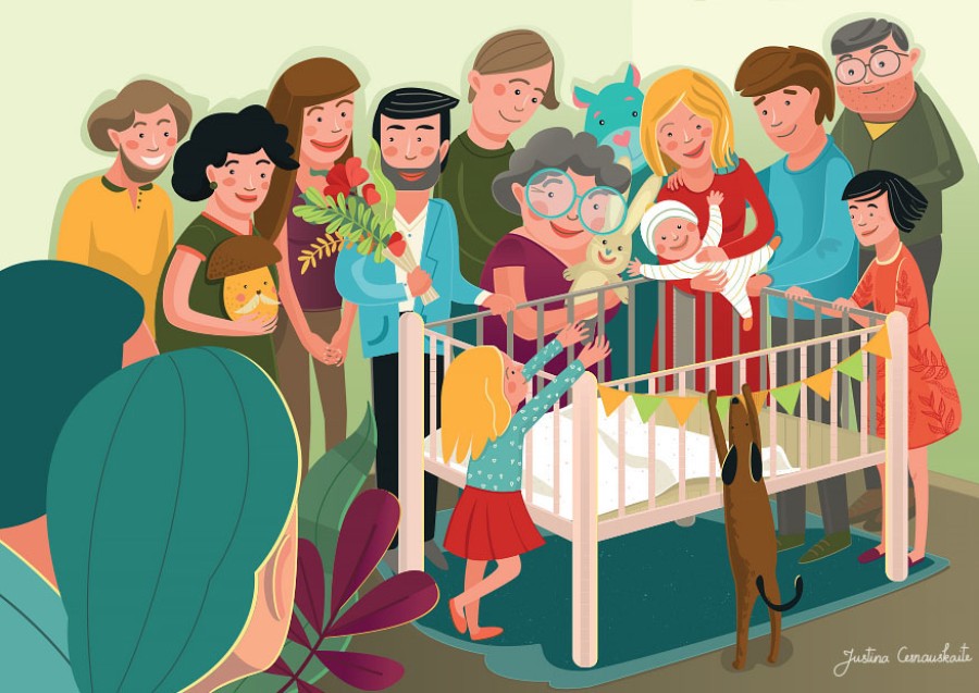 Justina Česnauskaitė. Atvirukas su voku gimimas