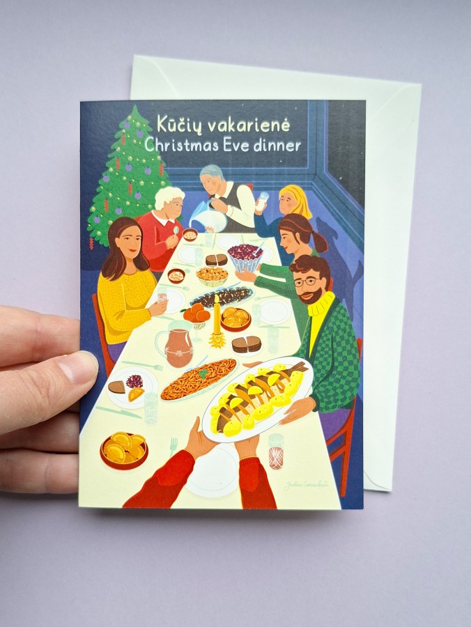 Justina Česnauskaitė. Atvirukas su voku Kūčių vakarienė