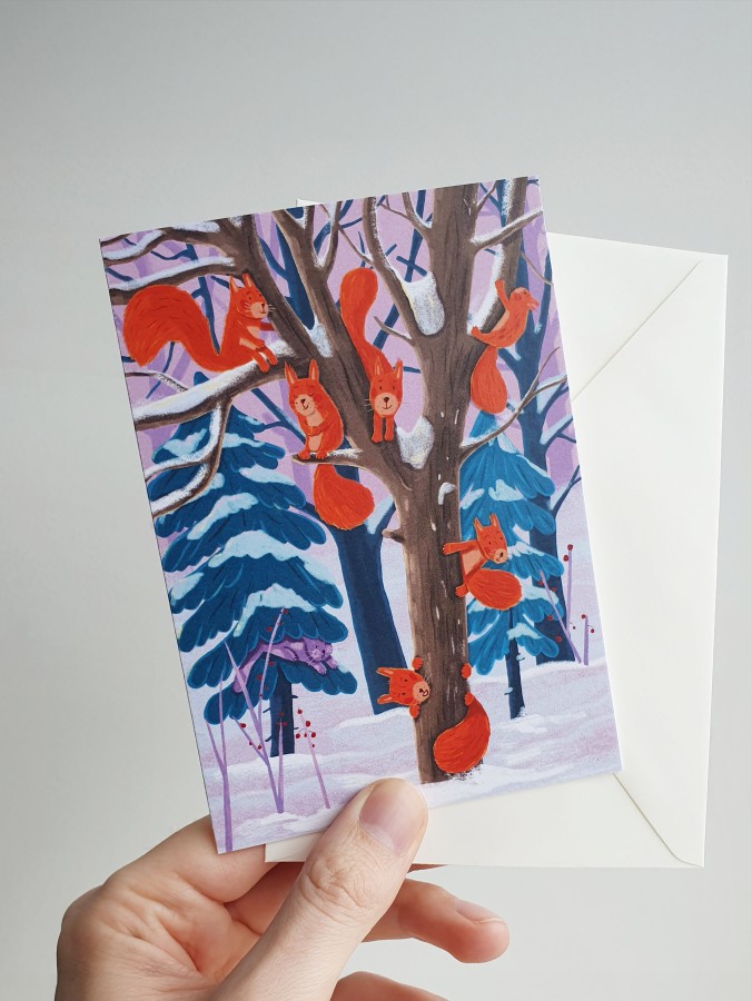 Justina Česnauskaitė. Atvirukas su voku voveriukai