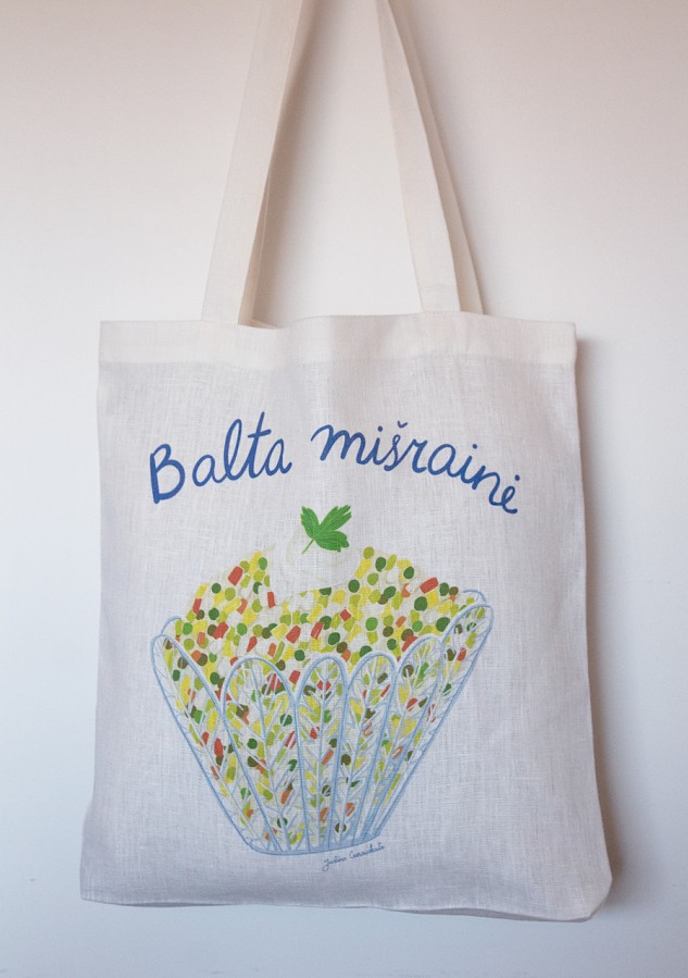 Justina Česnauskaitė. Lininis maišelis balta mišrainė