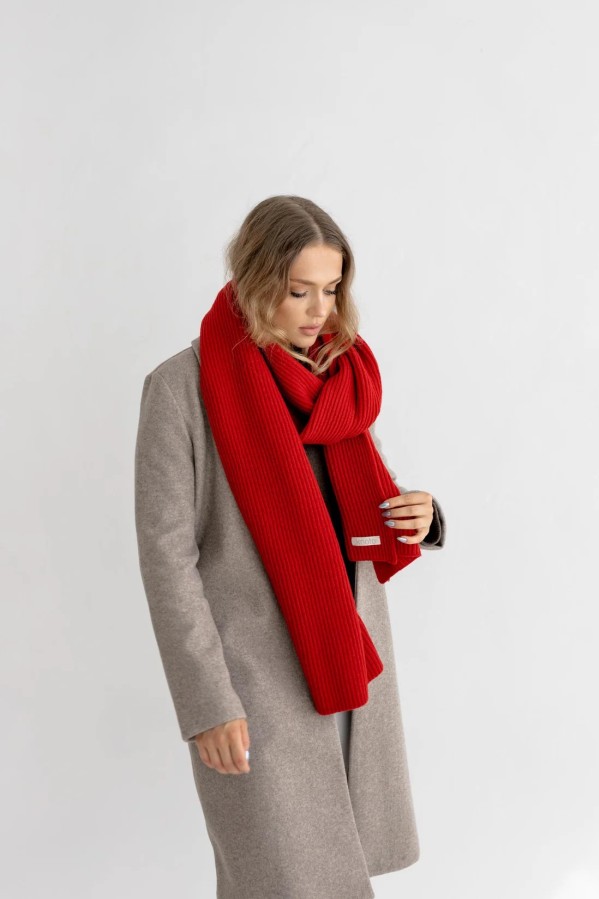 KNOTO. merino vilnos unisex raudonas šalikas