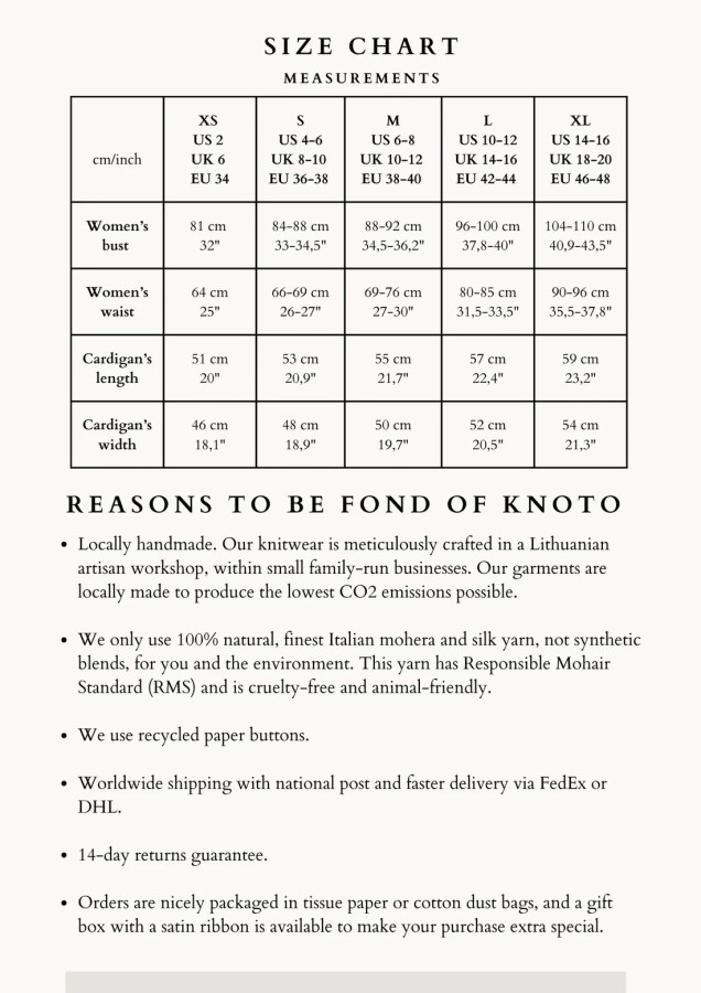 knoto. moherinis kreminis Kardiganas 