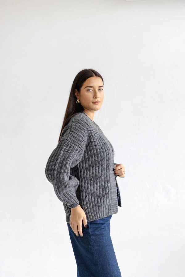 knoto. vilnos kardiganas pilkas