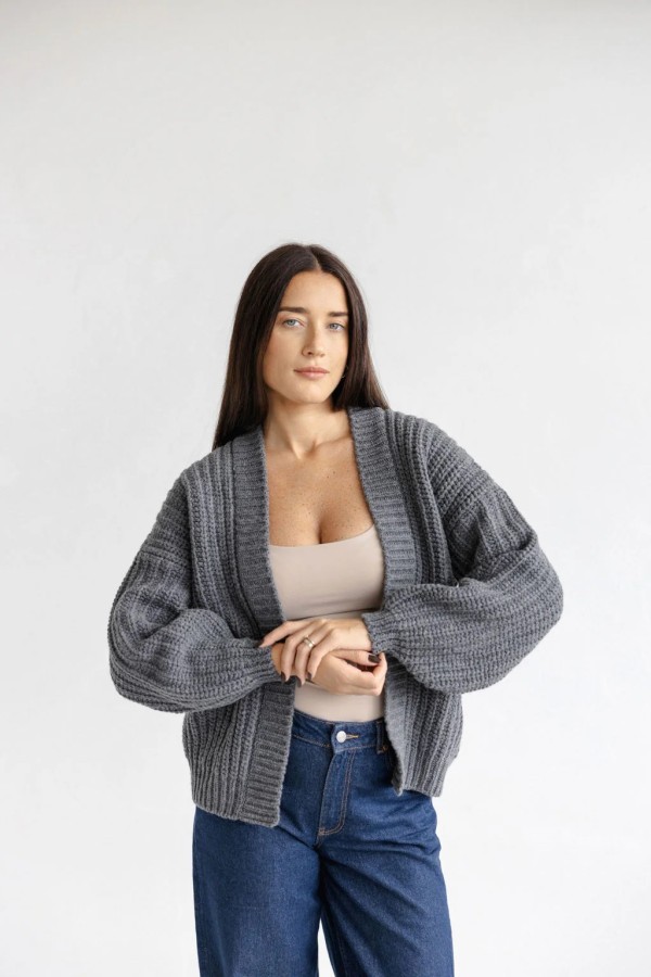 knoto. vilnos kardiganas pilkas