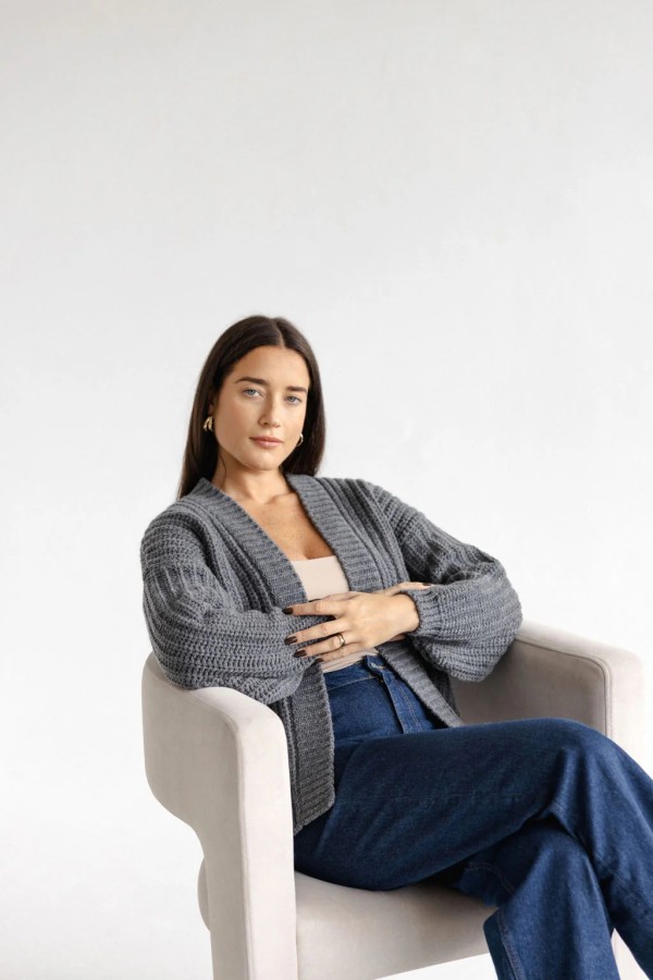 knoto. vilnos kardiganas pilkas