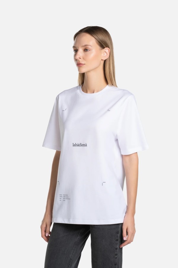 Labadiena. Plakato unisex marškinėliai balti 