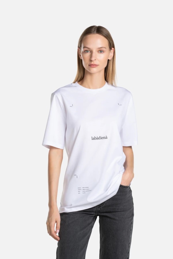 Labadiena. Plakato unisex marškinėliai balti 