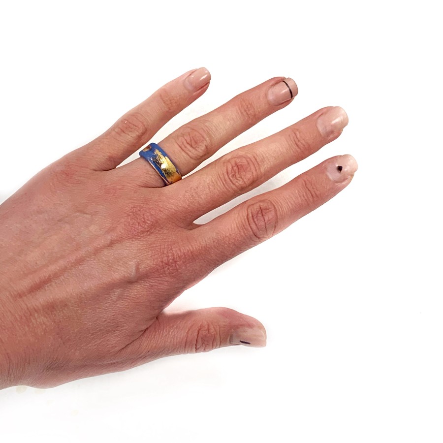 maži dalykai. Mėlynas porcelianinis žiedas