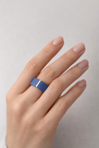 maži dalykai. Mėlynas porcelianinis žiedas SKYSCRAPER