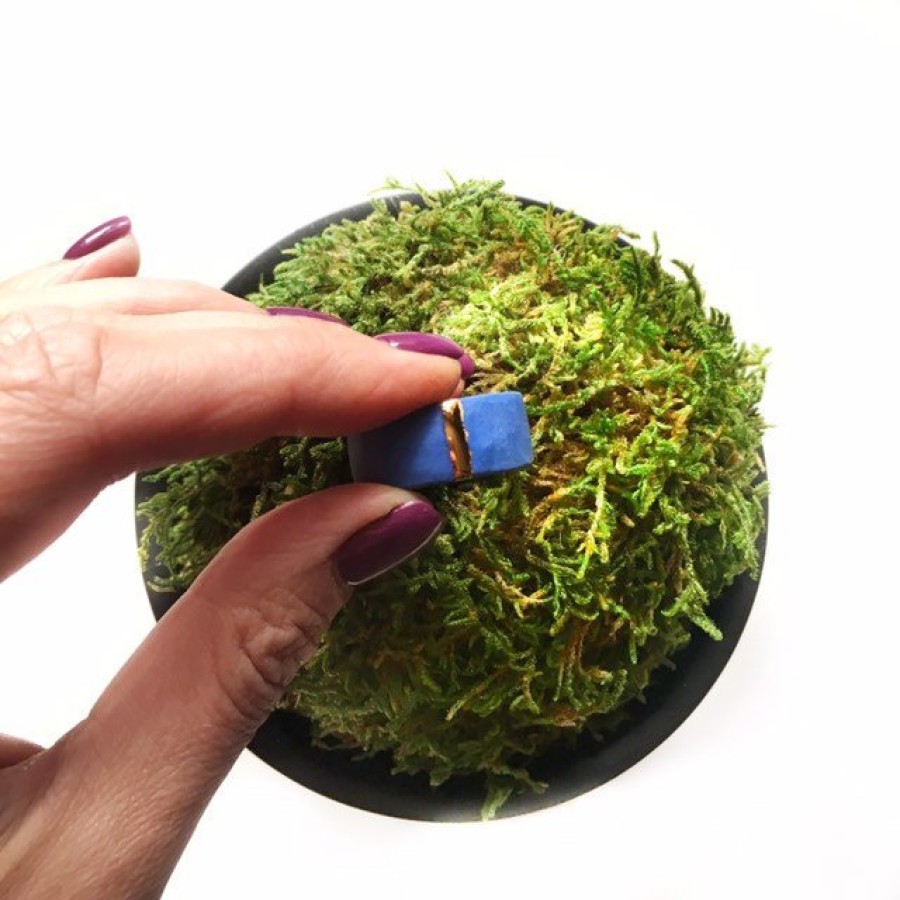 maži dalykai. Mėlynas porcelianinis žiedas SKYSCRAPER