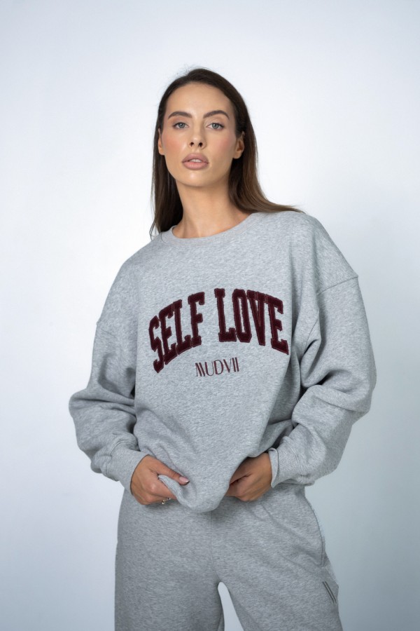 Mudvii. Džemperis PILKAS self love Mudvii. Džemperis PILKAS self love