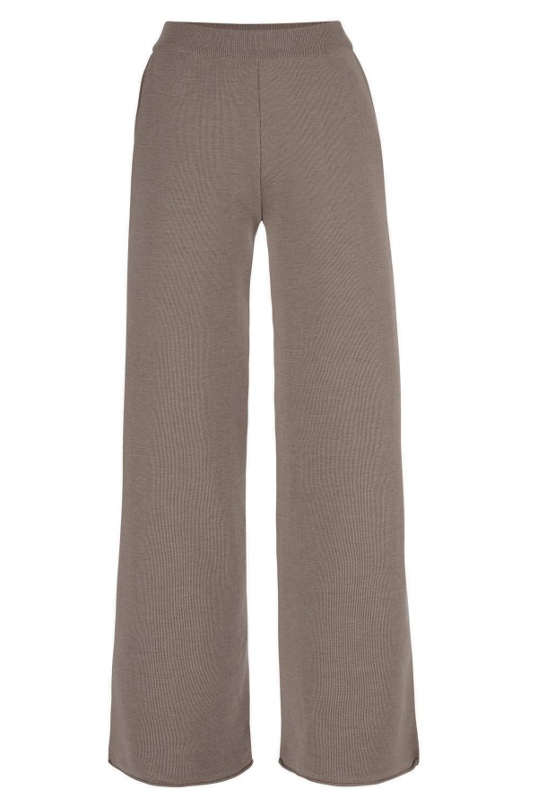 Salanida. Bene plačios merino kelnės Taupe Salanida. Bene plačios merino kelnės Taupe