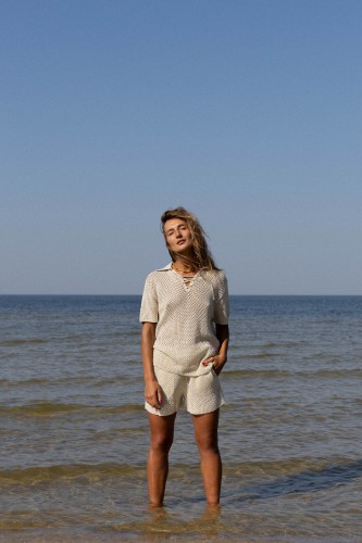salanida. Coco medvilnės šortai Kreminė