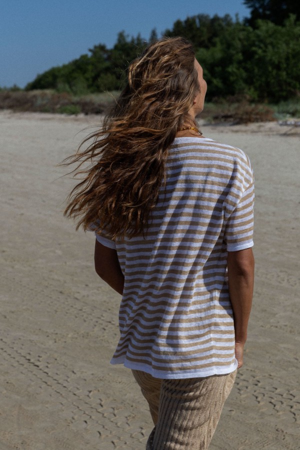 Salanida. Energia lino marškinėliai smėlis Unisex