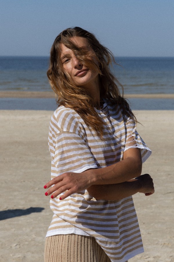 Salanida. Energia lino marškinėliai smėlis Unisex