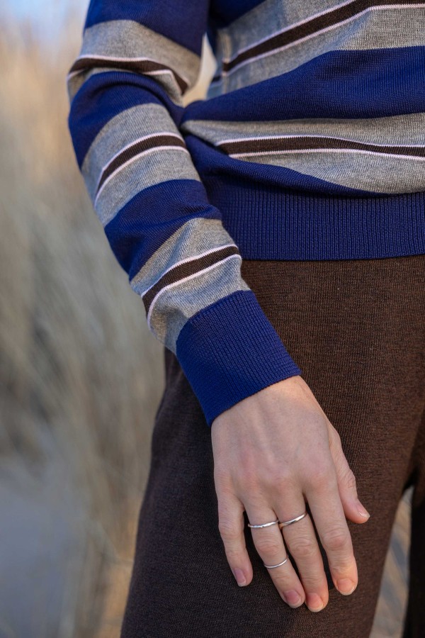 salanida. Galante merino polo palaidinė Mėlyna dryžuota