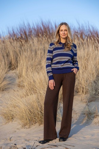 salanida. Galante merino polo palaidinė Mėlyna dryžuota