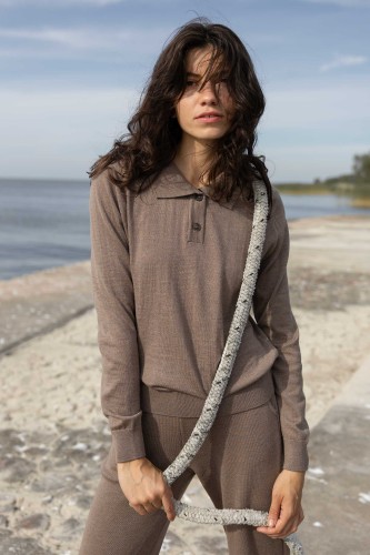 salanida. Galante merino polo palaidinė Taupe