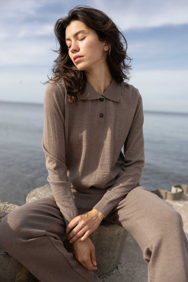 salanida. Galante merino polo palaidinė Taupe salanida. Galante merino polo palaidinė Taupe