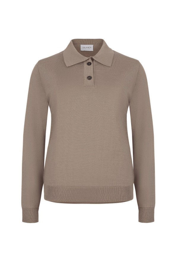 salanida. Galante merino polo palaidinė Taupe salanida. Galante merino polo palaidinė Taupe