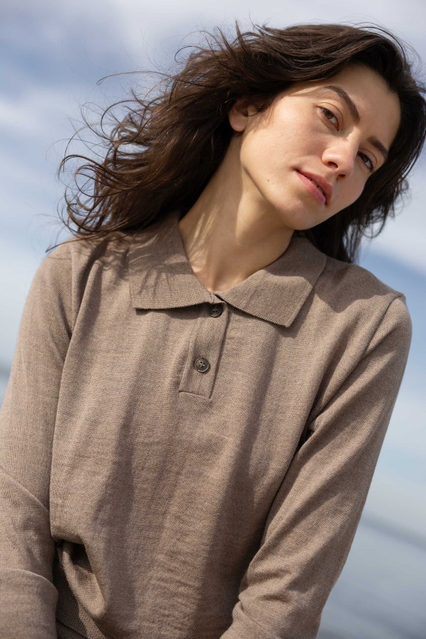 salanida. Galante merino polo palaidinė Taupe salanida. Galante merino polo palaidinė Taupe