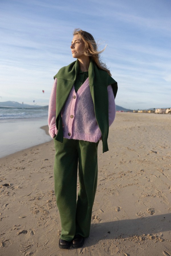 salanida. Galante merino polo palaidinė Žalia alyvuogė