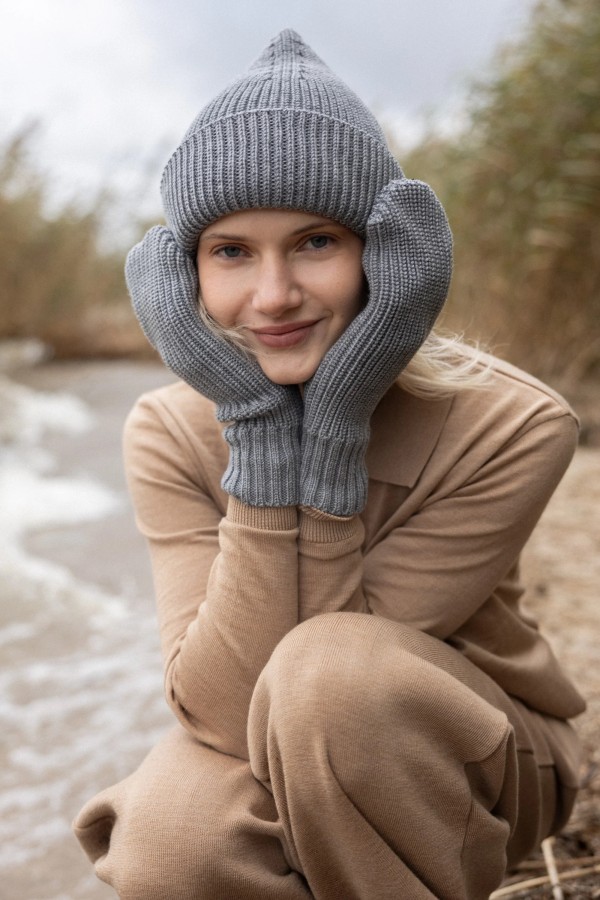 salanida. Nonna merino pirštinės pilka 