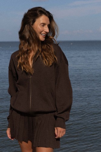 salanida. Onda merino bomber stiliaus švarkas Šokoladas