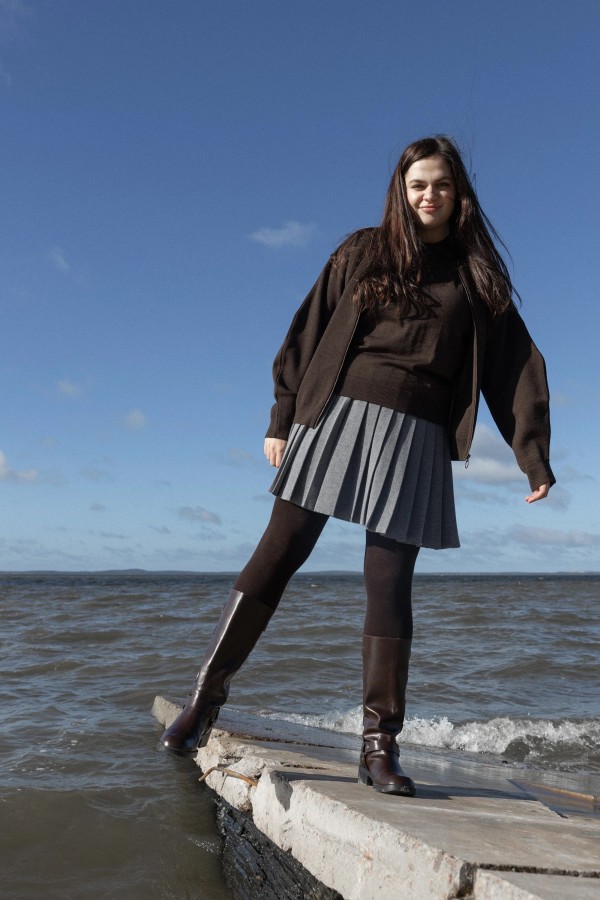 salanida. Onda merino bomber stiliaus švarkas Šokoladas