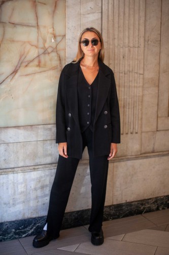 salanida. Ora megztos merino kelnės Juoda