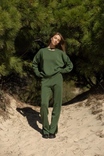Salanida. Ora megztos merino kelnės Žalia alyvuogė