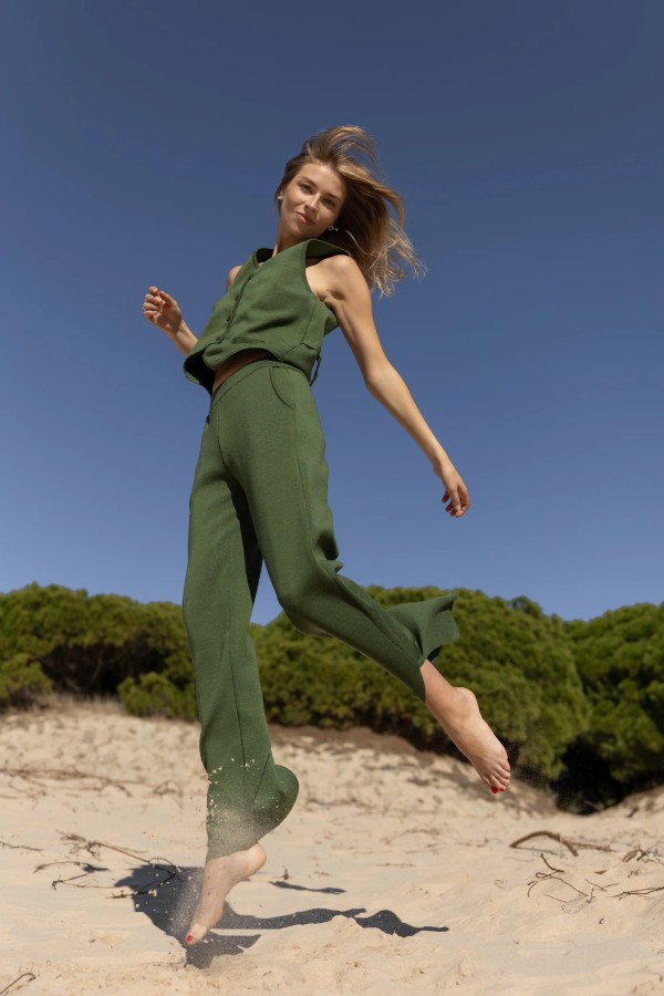 Salanida. Ora megztos merino kelnės Žalia alyvuogė Salanida. Ora megztos merino kelnės Žalia alyvuogė