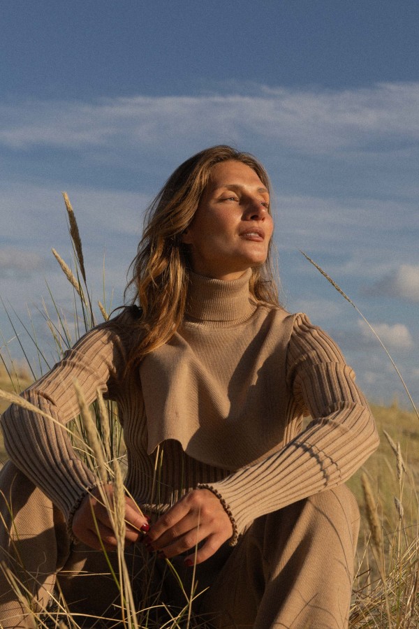 salanida. Punto merino kaklo mova Smėlis